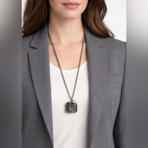 Ann Taylor Silver Chain Snakeskin Pendant Necklace 17.5"